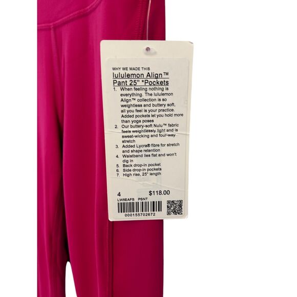 lululemon Align High-Rise Pant with Pockets 25" Passionate Size 4 NWT Authentic - Picture 9 of 11